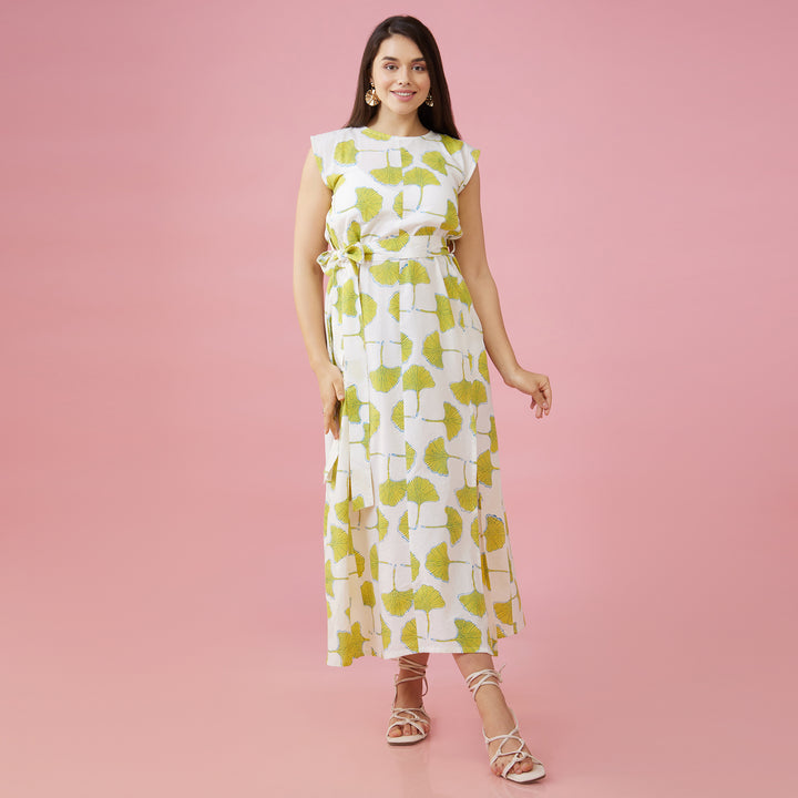 Zobo White Slit Long Dress - thesotr.com
