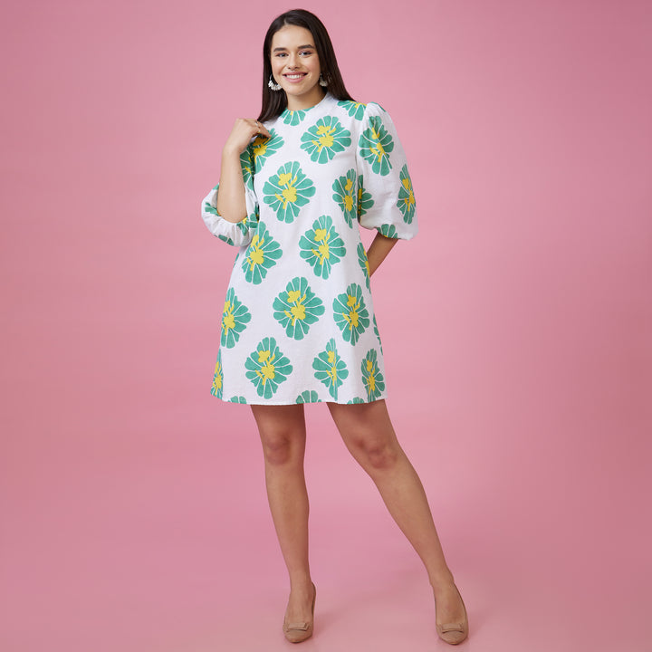 Zahara Green Back Window Short Dress - thesotr.com
