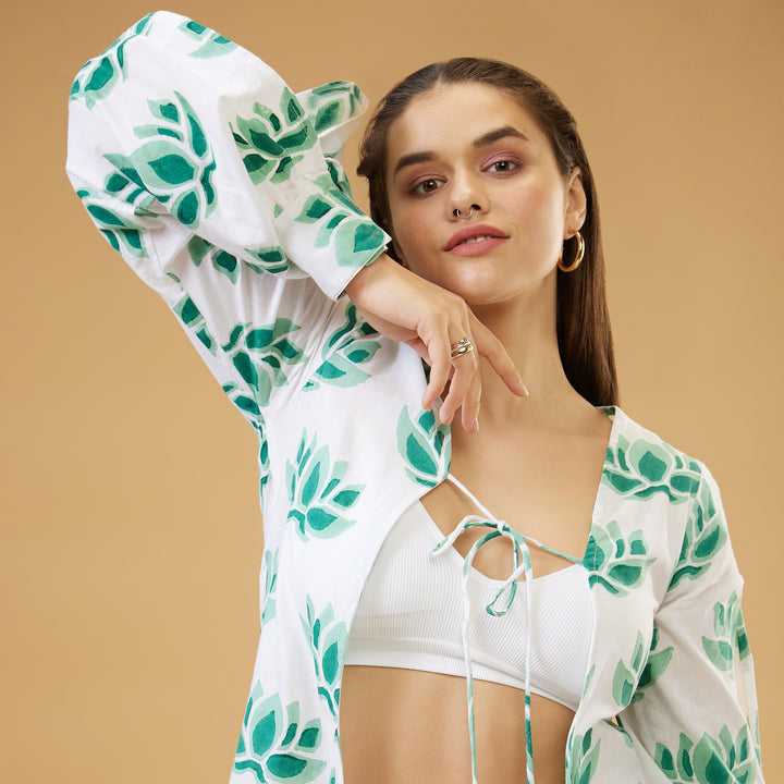 Zuri Green Peasant Sleeve Overlay - thesotr.com
