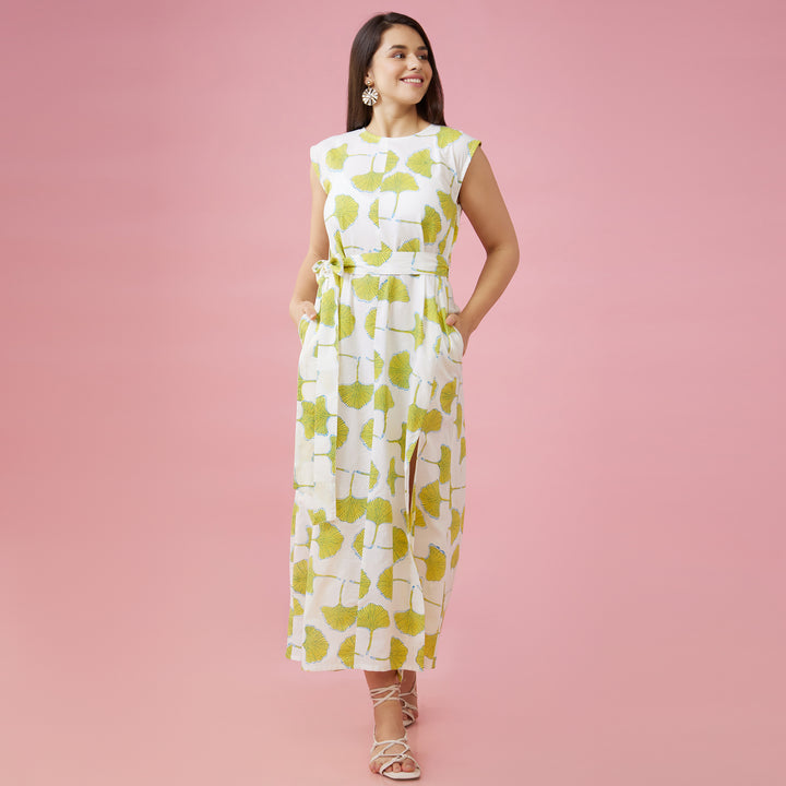Zobo White Slit Long Dress - thesotr.com