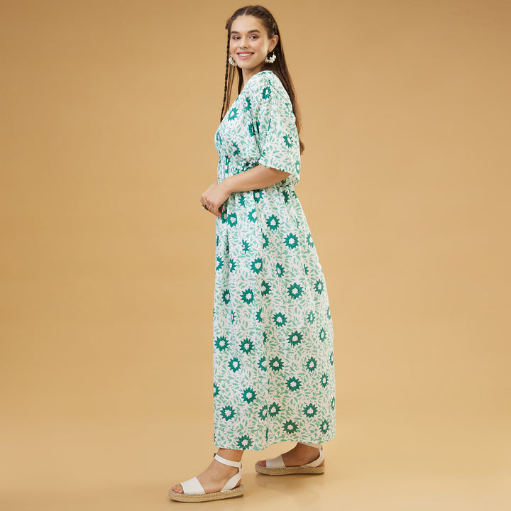 Nuru Green One Shoulder Long Dress - thesotr.com