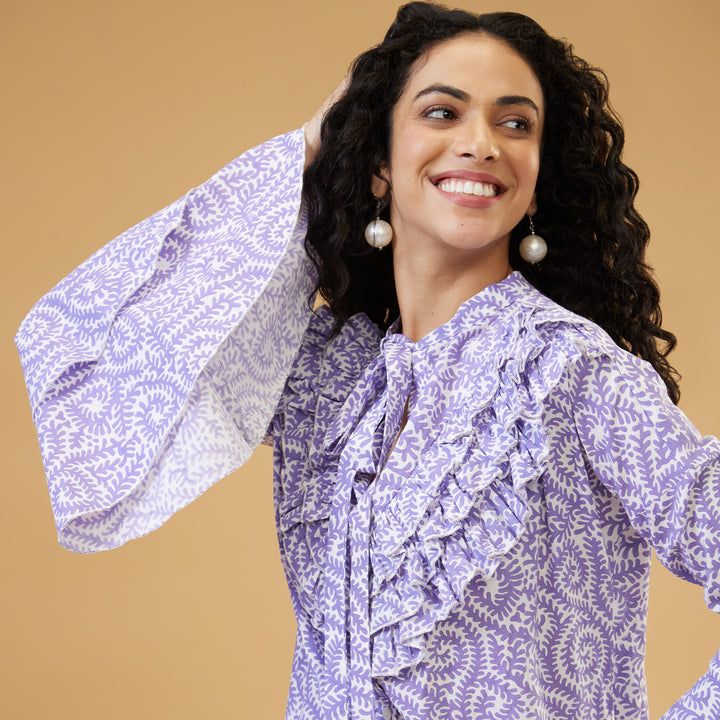Jaal Purple Ruffle Top - thesotr.com