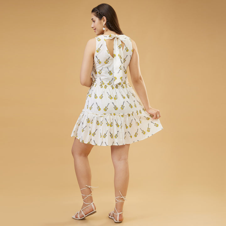 Guitar Back Bow Short Dress - thesotr.com