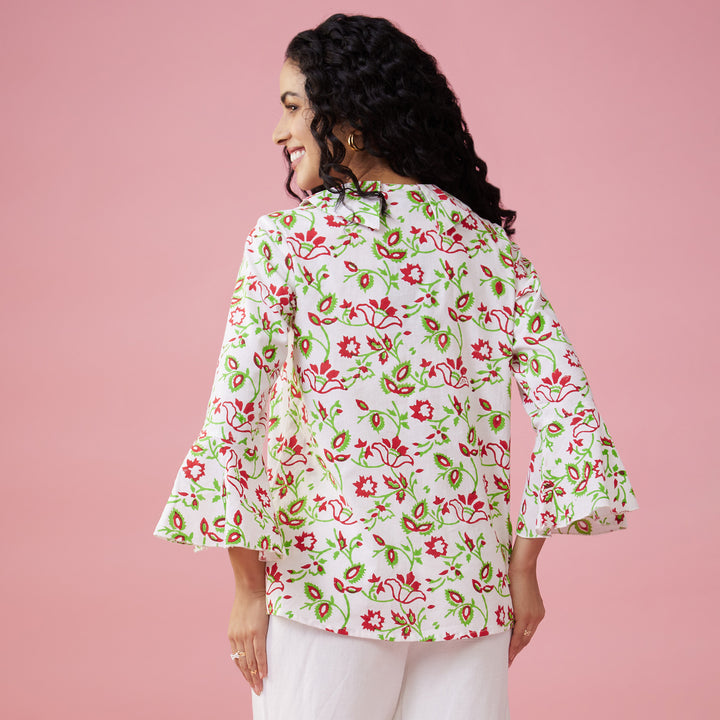 Kusuma White Double Collar Top - thesotr.com