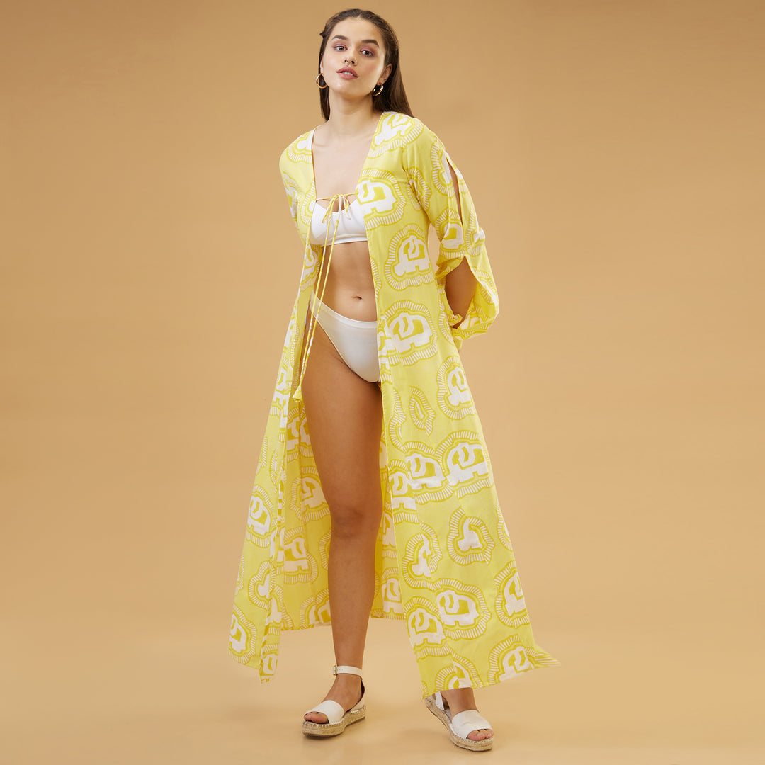 Haathi Yellow Peasant Sleeve Overlay - thesotr.com