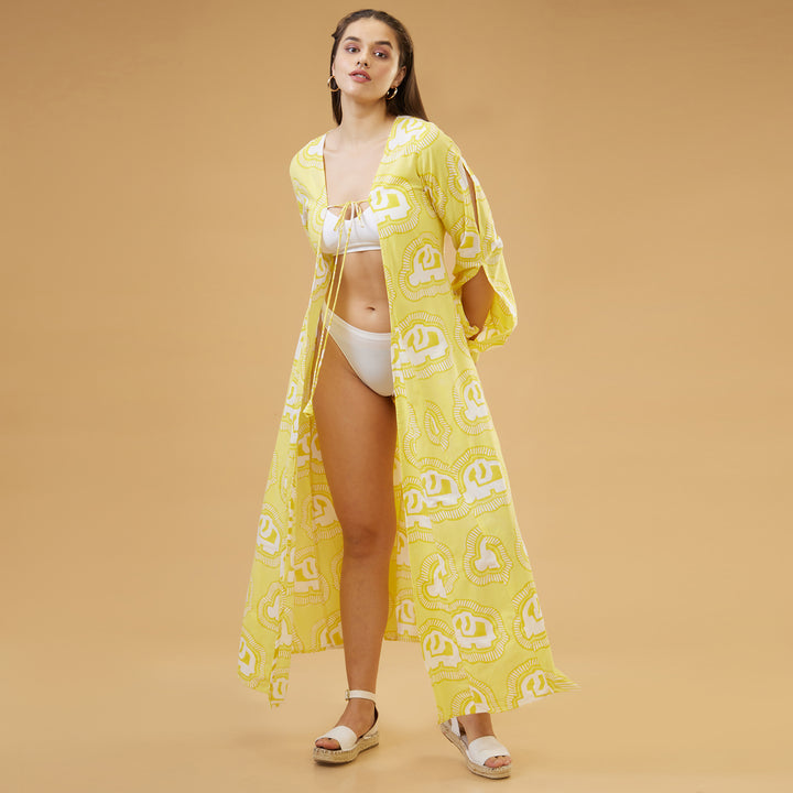 Haathi Yellow Peasant Sleeve Overlay - thesotr.com