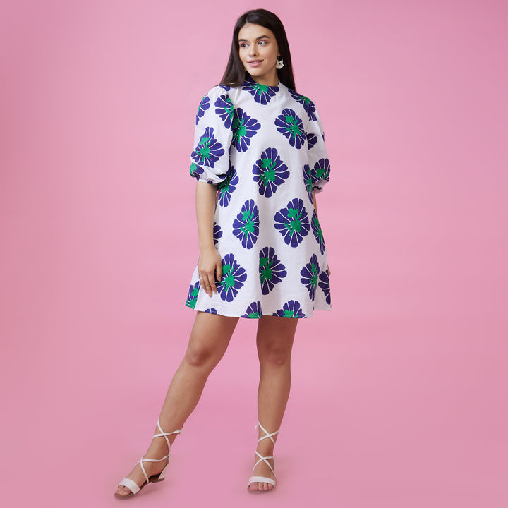 Zahara Blue Back Window Short Dress - thesotr.com