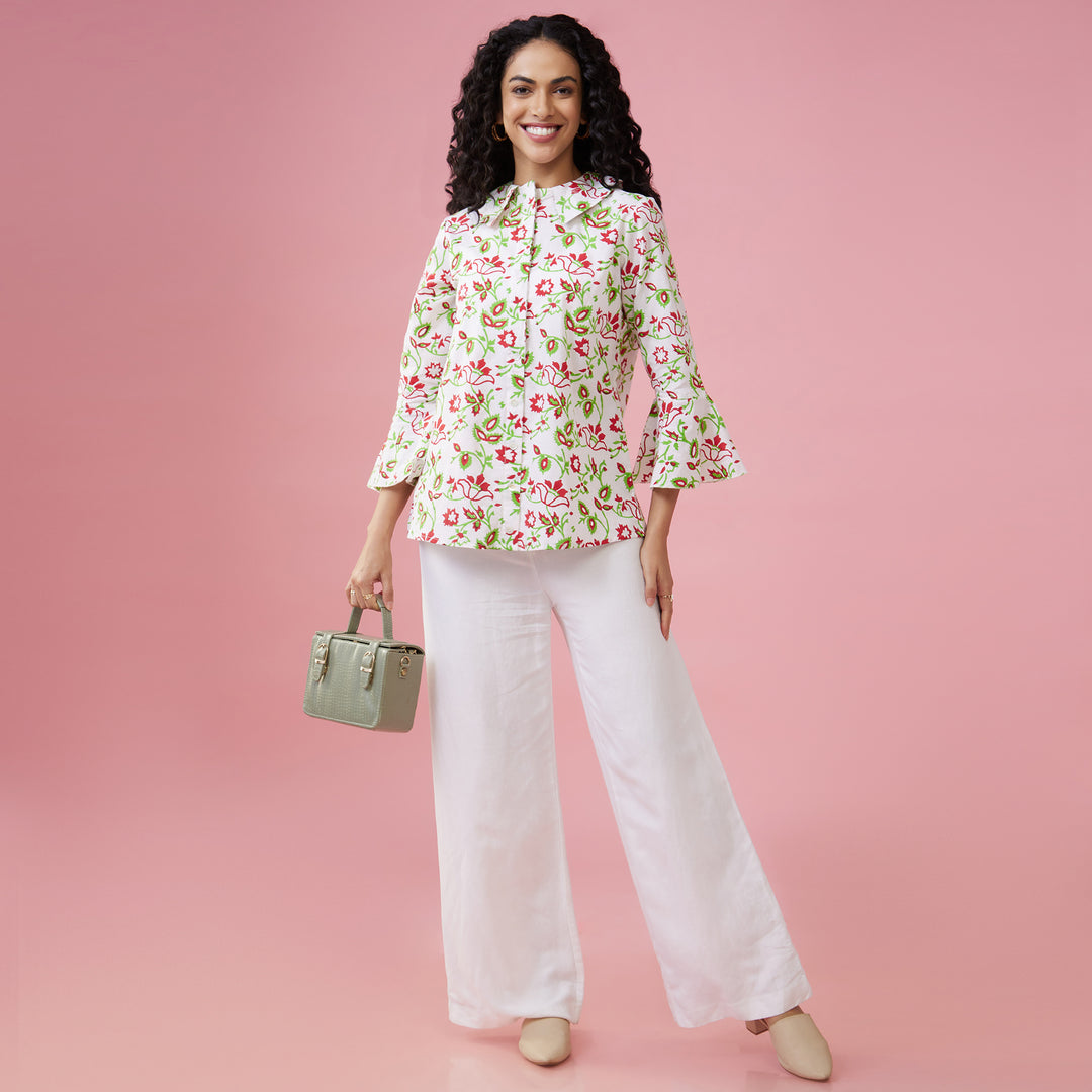 Kusuma White Double Collar Top - thesotr.com