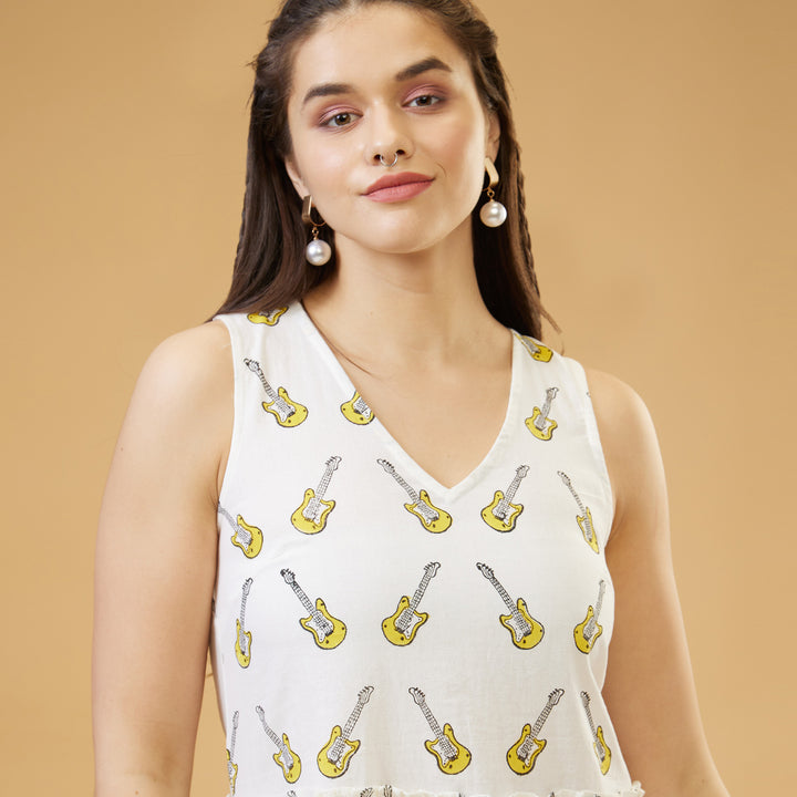 Guitar Back Bow Short Dress - thesotr.com
