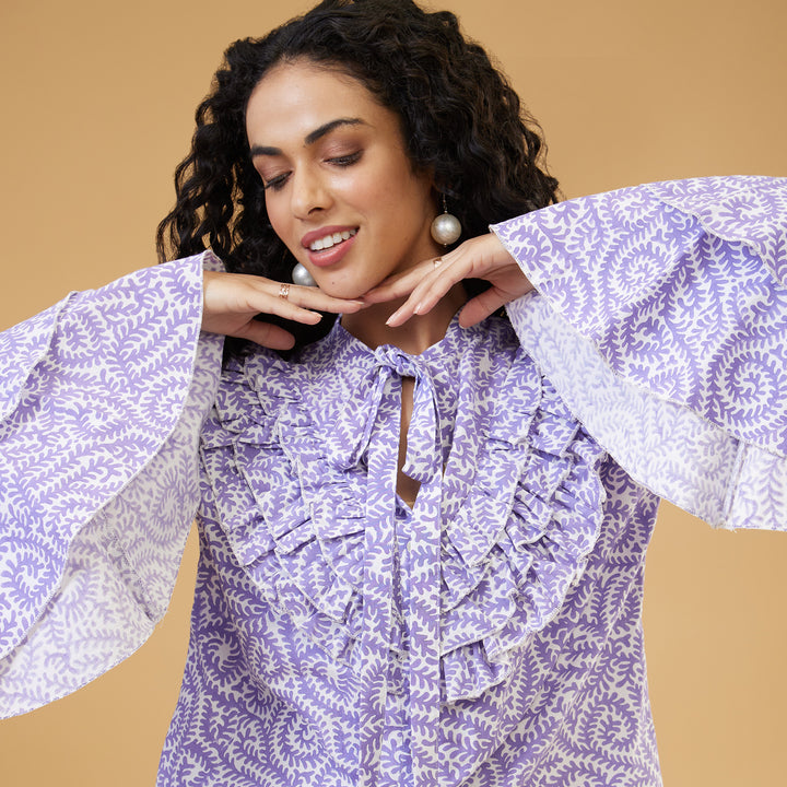 Jaal Purple Ruffle Top - thesotr.com