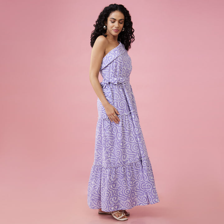 Jaal Purple One Shoulder Long Dress - thesotr.com