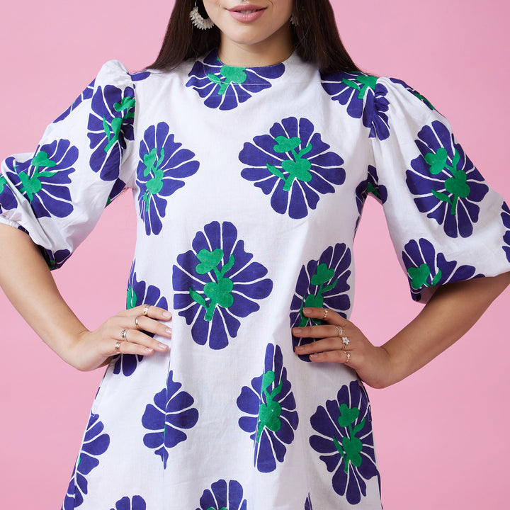 Zahara Blue Back Window Short Dress - thesotr.com