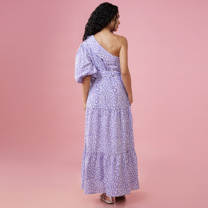 Jaal Purple One Shoulder Long Dress - thesotr.com