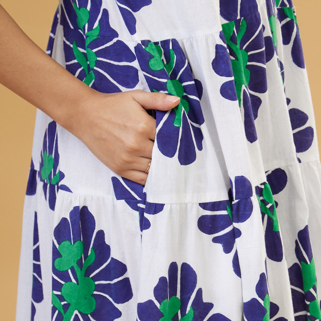 Zahara Blue Flowy Long Dress - thesotr.com
