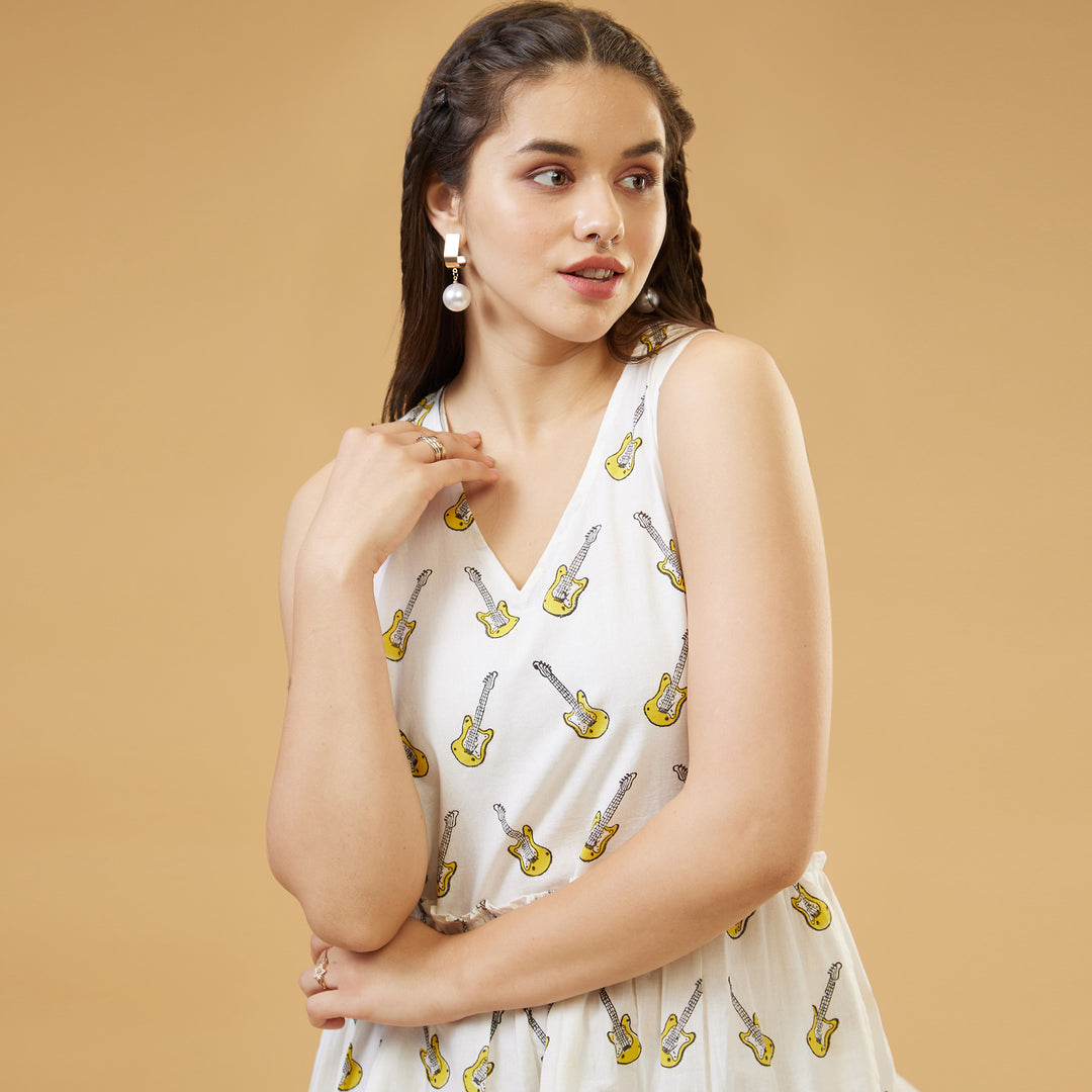 Guitar Back Bow Short Dress - thesotr.com