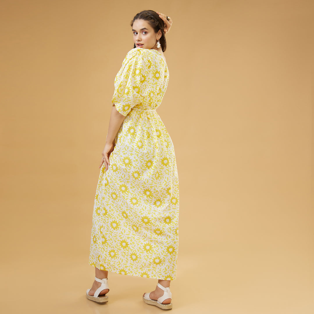 Nuru Yellow One Shoulder Long Dress - thesotr.com