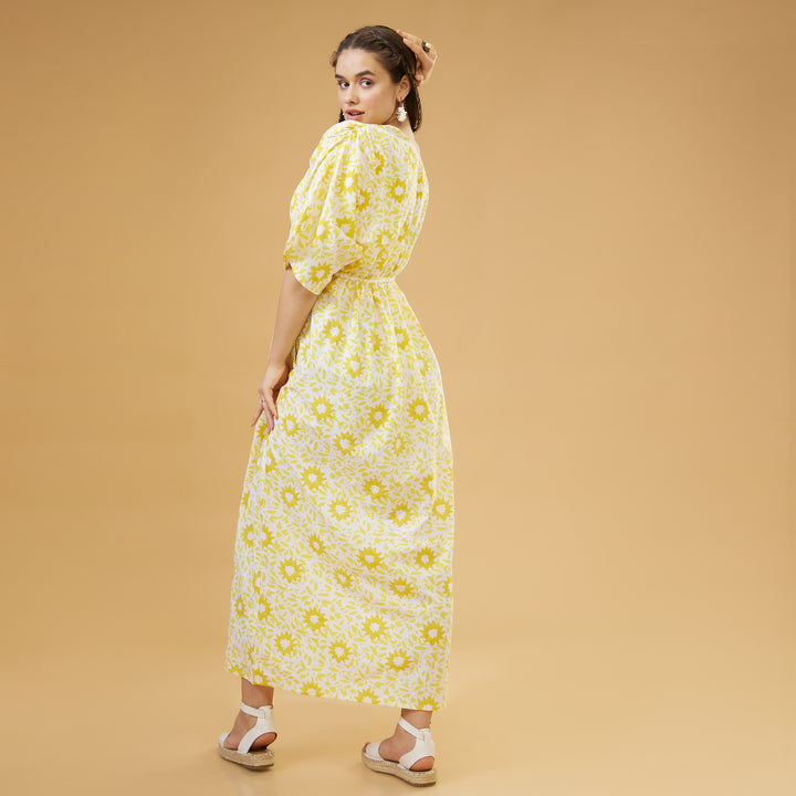 Nuru Yellow One Shoulder Long Dress - thesotr.com
