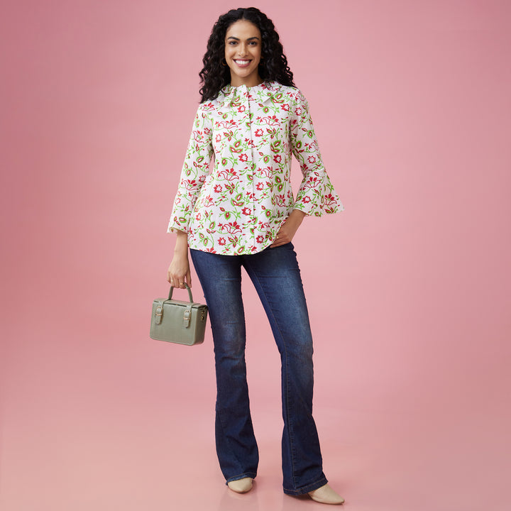 Kusuma White Double Collar Top - thesotr.com
