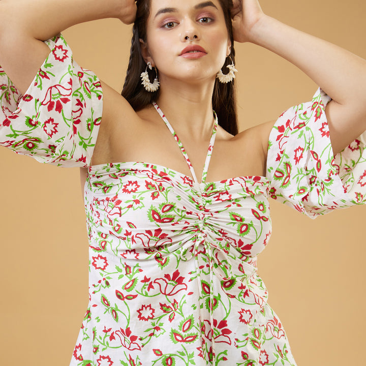 Kusuma White Cold Shoulder Top - thesotr.com