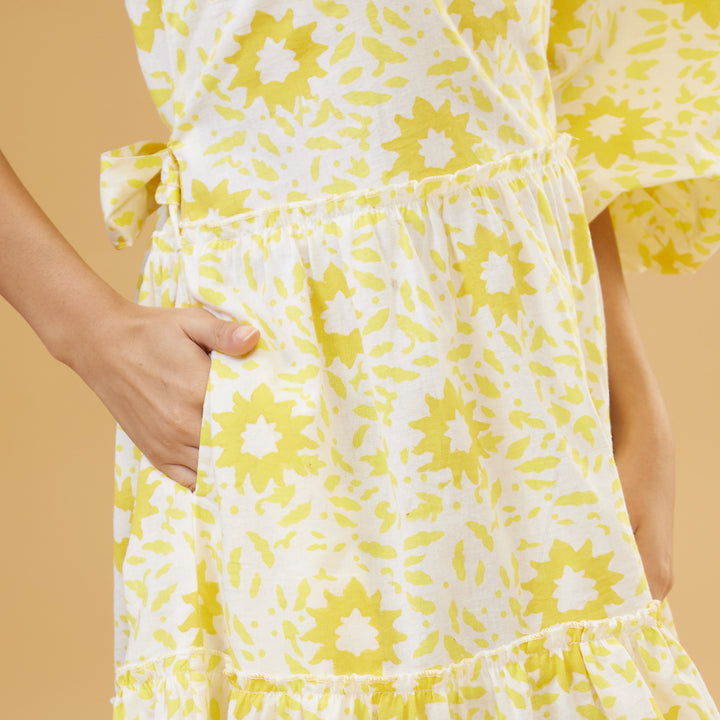 Nuru Yellow One Shoulder Short Dress - thesotr.com