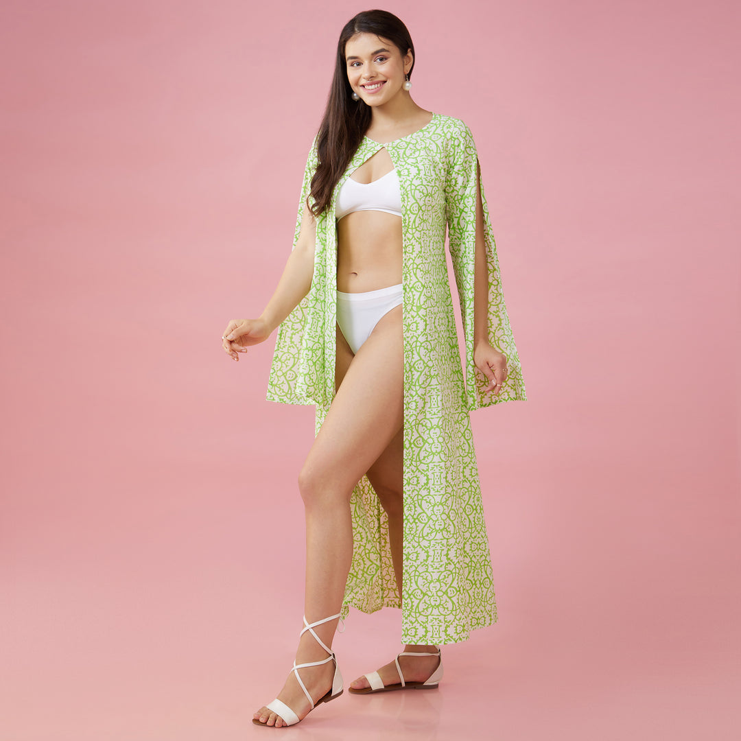 Maya Green Slit Sleeve Overlay - thesotr.com