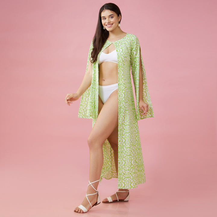 Maya Green Slit Sleeve Overlay - thesotr.com