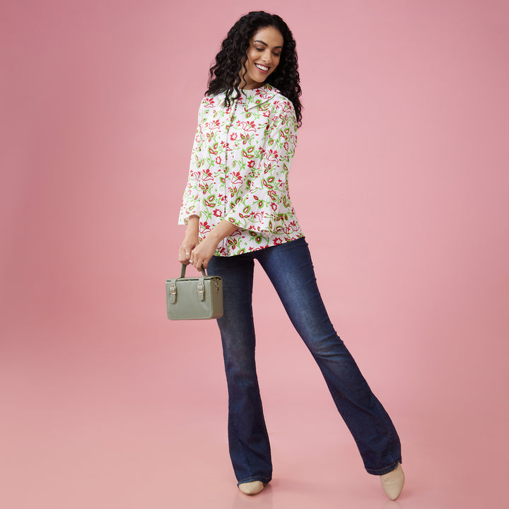 Kusuma White Double Collar Top - thesotr.com