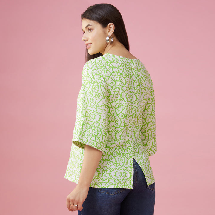 Maya Green Back Detail Top - thesotr.com