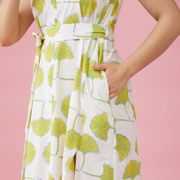 Zobo White Slit Long Dress - thesotr.com
