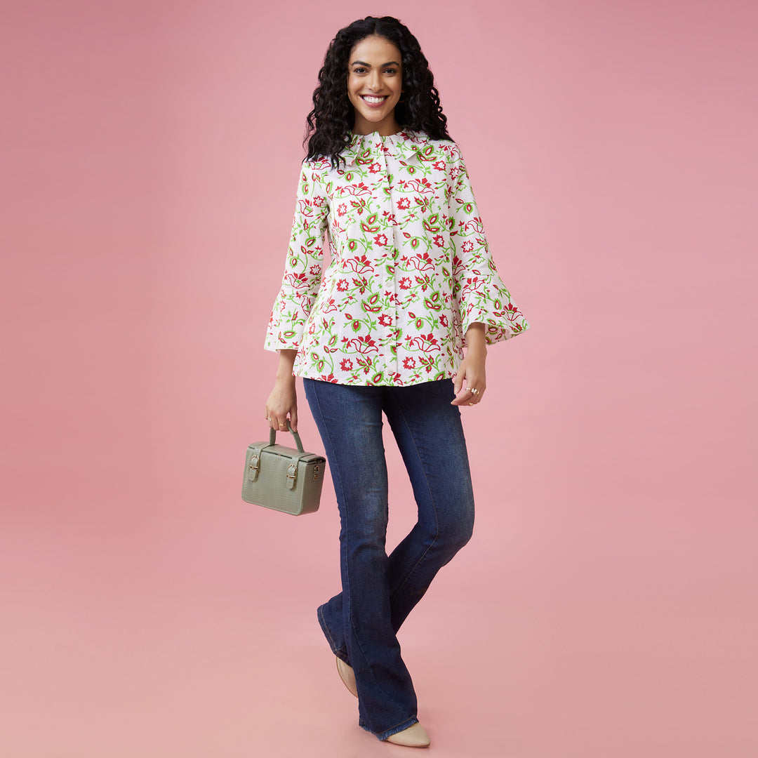 Kusuma White Double Collar Top - thesotr.com