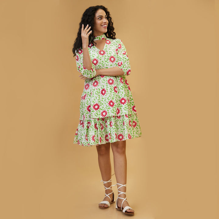 Nuru White Two Tiered Short Dress - thesotr.com