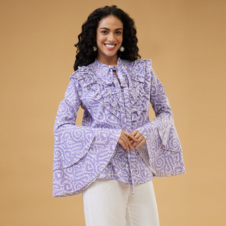 Jaal Purple Ruffle Top - thesotr.com
