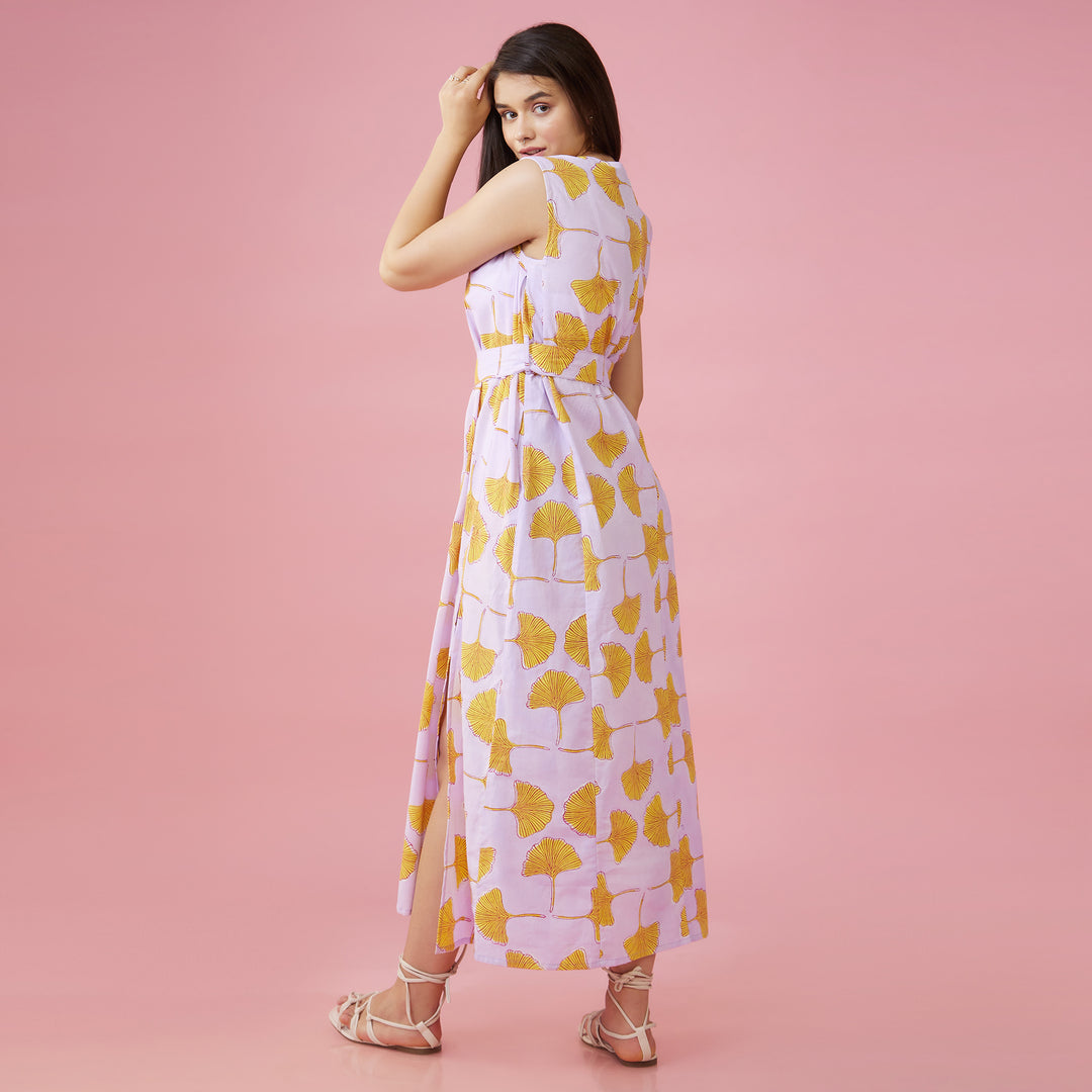 Zobo Purple Slit Long Dress - thesotr.com