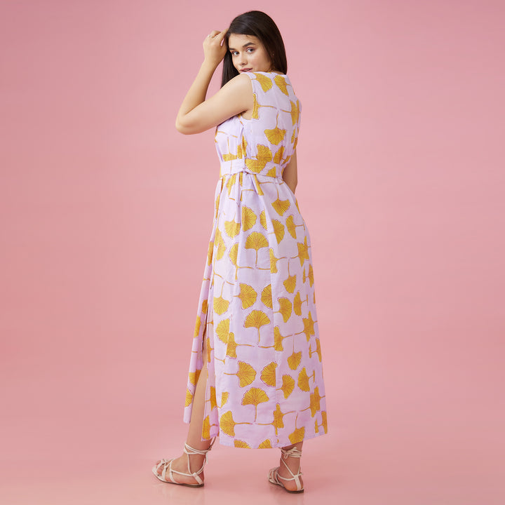Zobo Purple Slit Long Dress - thesotr.com