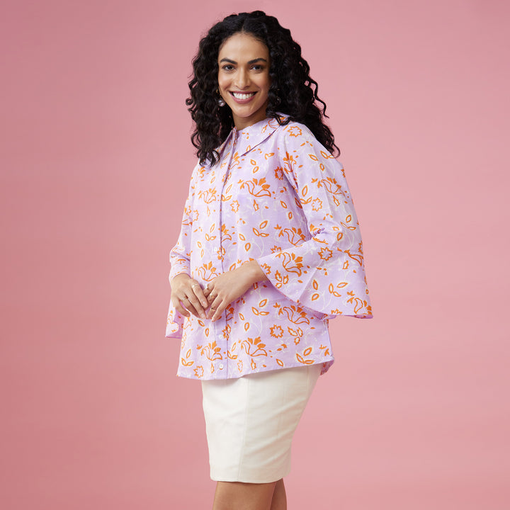 Kusuma Purple Double Collar Top - thesotr.com