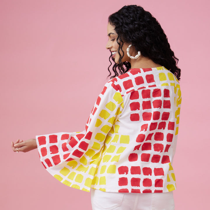 Mraba Multi Slit Sleeve Top - thesotr.com