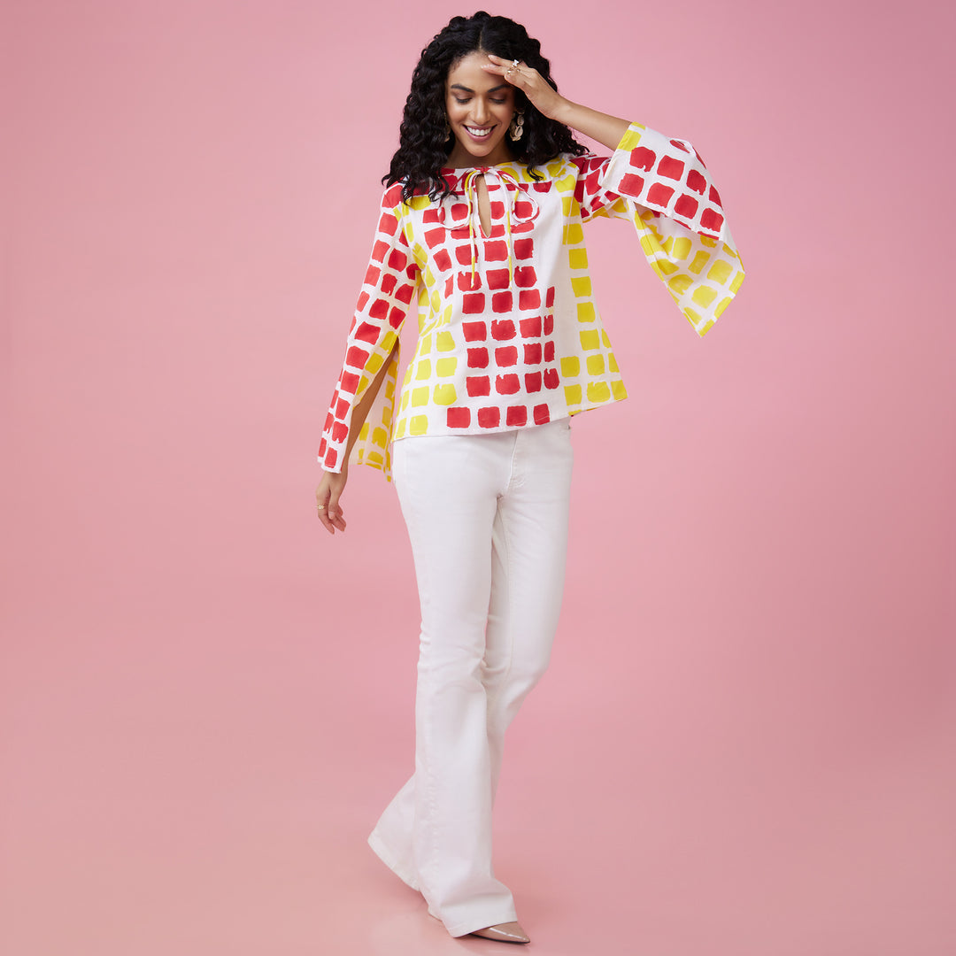 Mraba Multi Slit Sleeve Top - thesotr.com