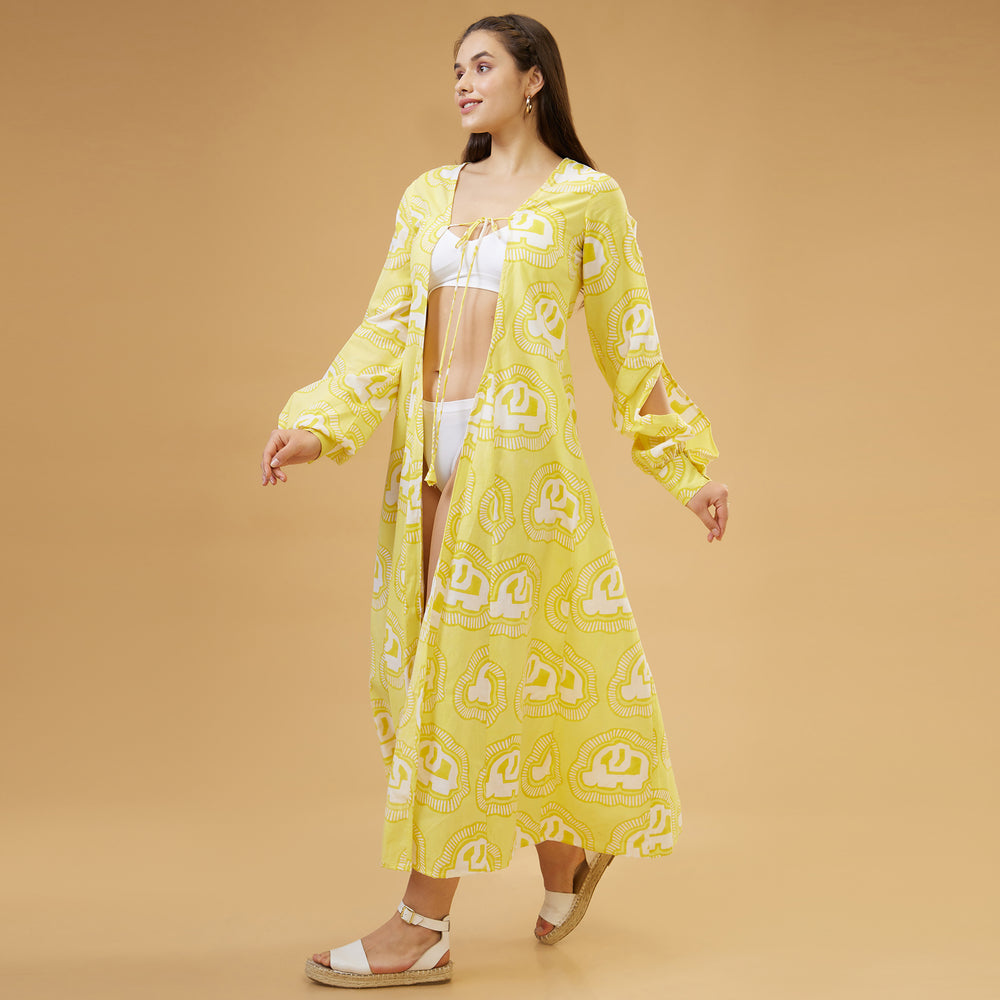 Haathi Yellow Peasant Sleeve Overlay - thesotr.com