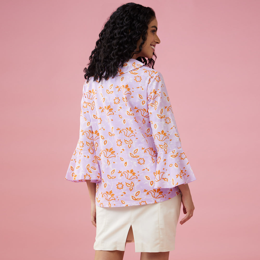 Kusuma Purple Double Collar Top - thesotr.com