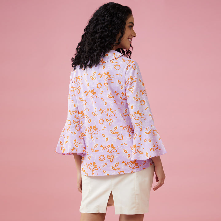 Kusuma Purple Double Collar Top - thesotr.com