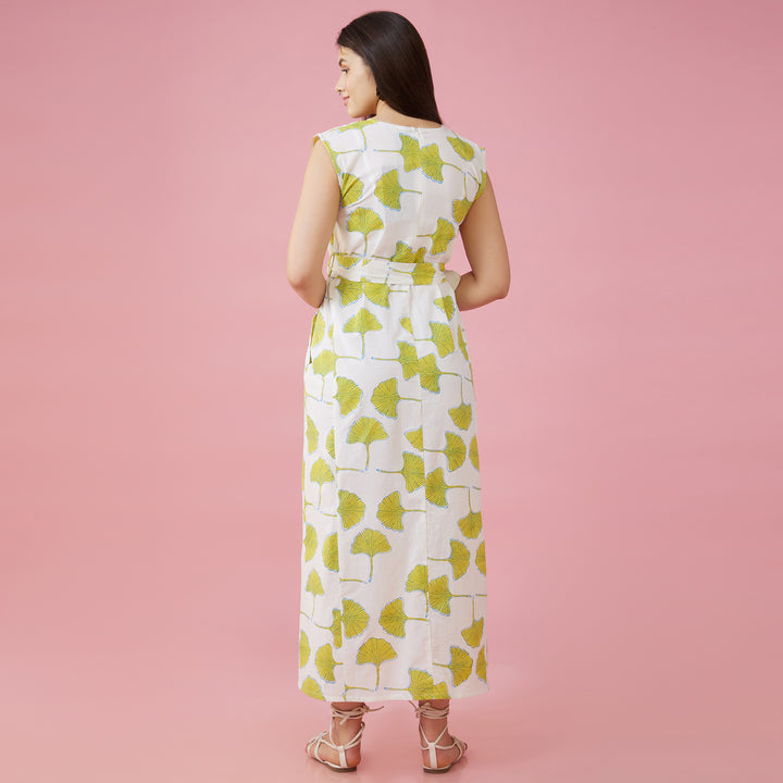 Zobo White Slit Long Dress - thesotr.com