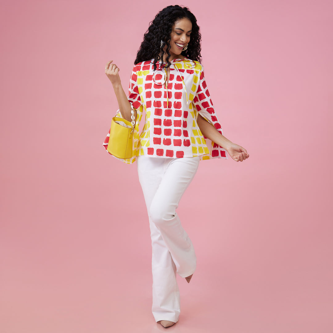 Mraba Multi Slit Sleeve Top - thesotr.com