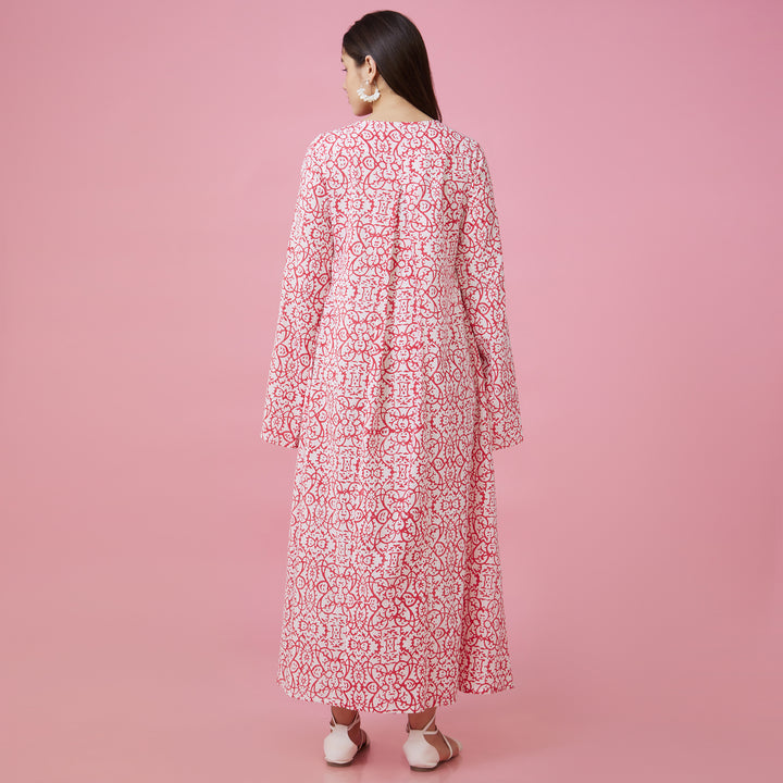 Maya Pink Slit Sleeve Overlay - thesotr.com
