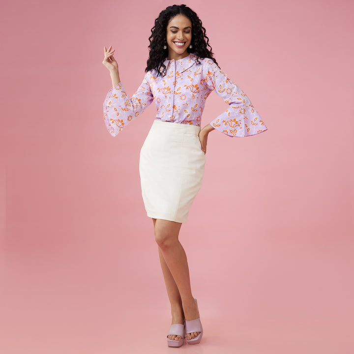 Kusuma Purple Double Collar Top - thesotr.com