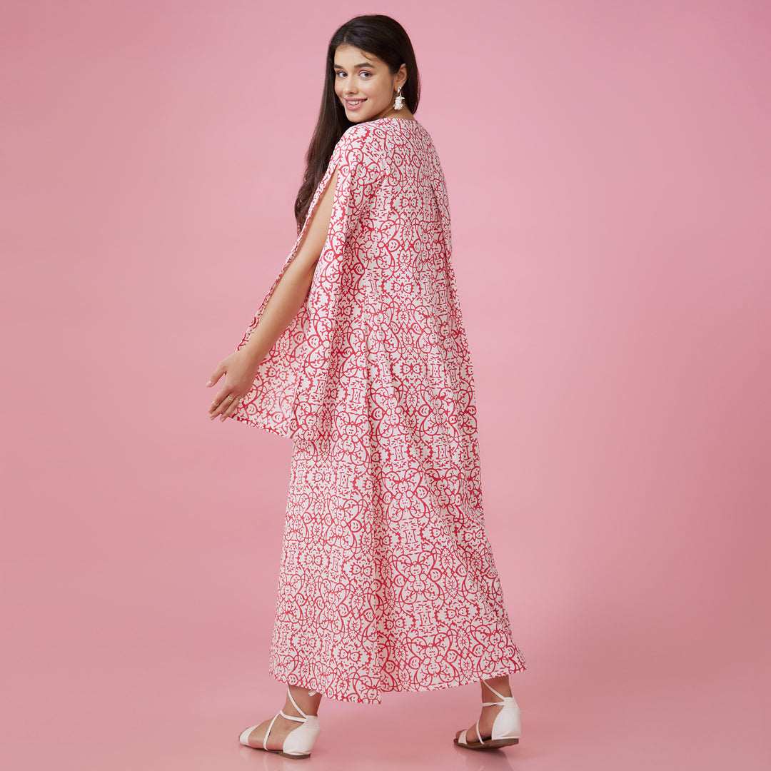 Maya Pink Slit Sleeve Overlay - thesotr.com