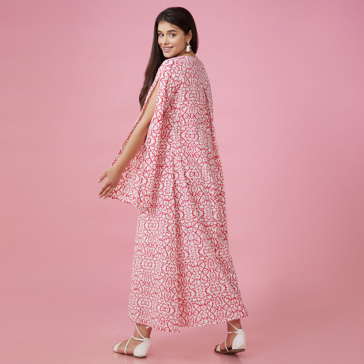 Maya Pink Slit Sleeve Overlay - thesotr.com