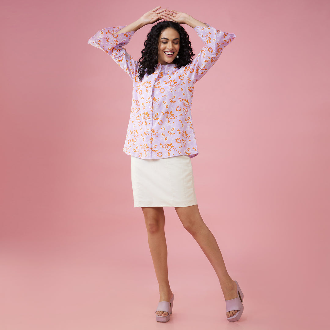 Kusuma Purple Double Collar Top - thesotr.com