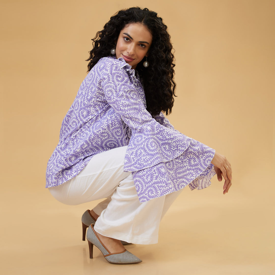 Jaal Purple Ruffle Top - thesotr.com