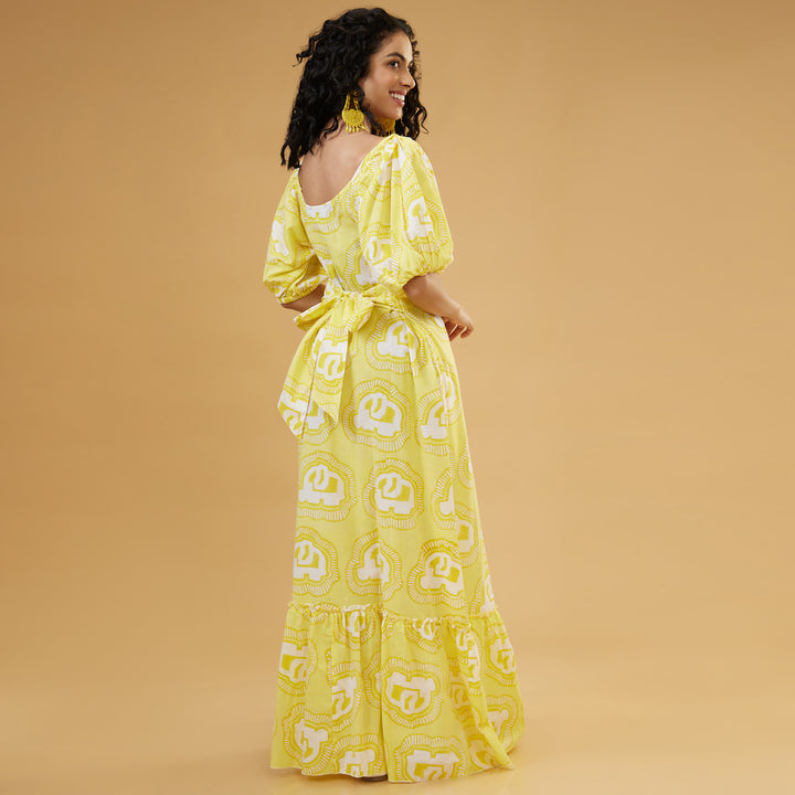 Haathi Yellow Convertable Long Dress - thesotr.com