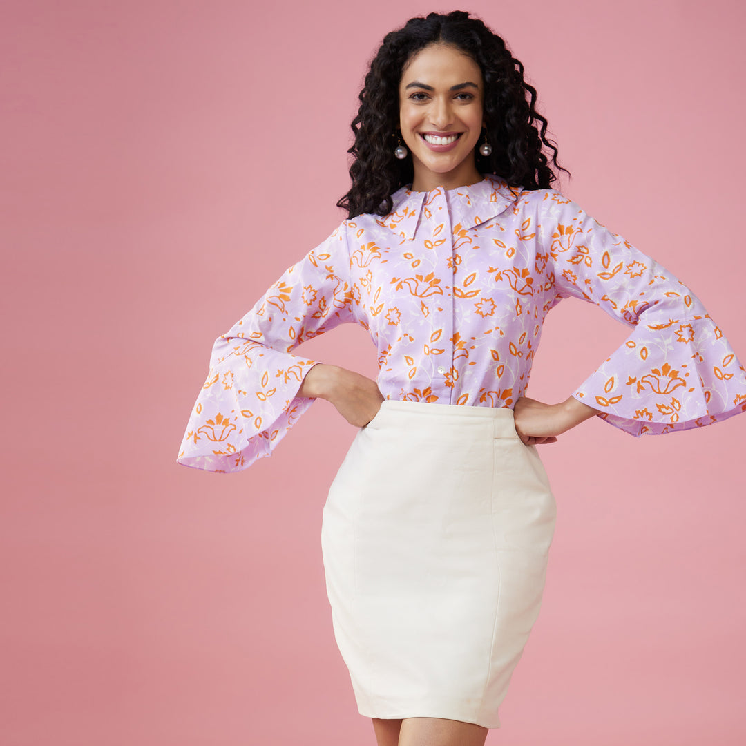 Kusuma Purple Double Collar Top - thesotr.com